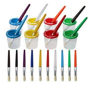 Maosifang 10 Pieces Assorted Colored  Brushes Set in 10 Colors and 8 Pieces Spill Proof  Cups