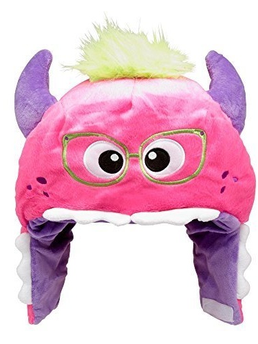 Children's Plush Pink Monster Hat with 