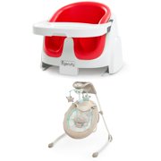 Ingenuity InLighten Cradling Swing, Lullaby Lamb with BONUS Ingenuity 2-in-1 Booster Seat, Slate