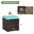 thumbnail image 2 of Gymax 2PCS Outdoor Patio Ottomans Hand-Woven PE Wicker Footstools w/ Removable Cushions Turquoise, 2 of 9