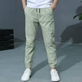 thumbnail image 2 of UAMVSH Kids Clothes Boys Girls Linen Lounge Pants Lightweight Drawstring Workout Pants Casual Cinch Bottom Pants with Pockets, 2 of 7