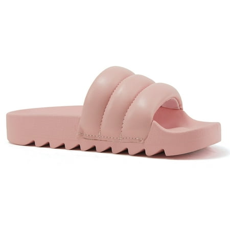 

Soda Shoes Women Flip Flops Basic Plain Slippers Slip On Sandals Slides Casual Peep Toe Footbed Beach Single Plush Between-S Light Pink 10