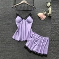 thumbnail image 5 of VISALY Pajama Sets Soft Pajama Set Lace Mid Long Dress Sleepwear Nightdress Set Pajamas Camisole Tank Tops Silk Satin Pajamas Short Sleepwear Sets Lounge Sets Matching Pajama Set 4Pc Purple Xl, 5 of 5