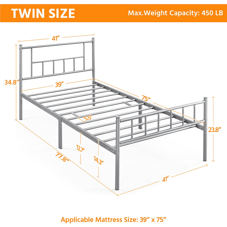 Renwick Jorge Twin Metal Platform Bed with Spindle Headboard