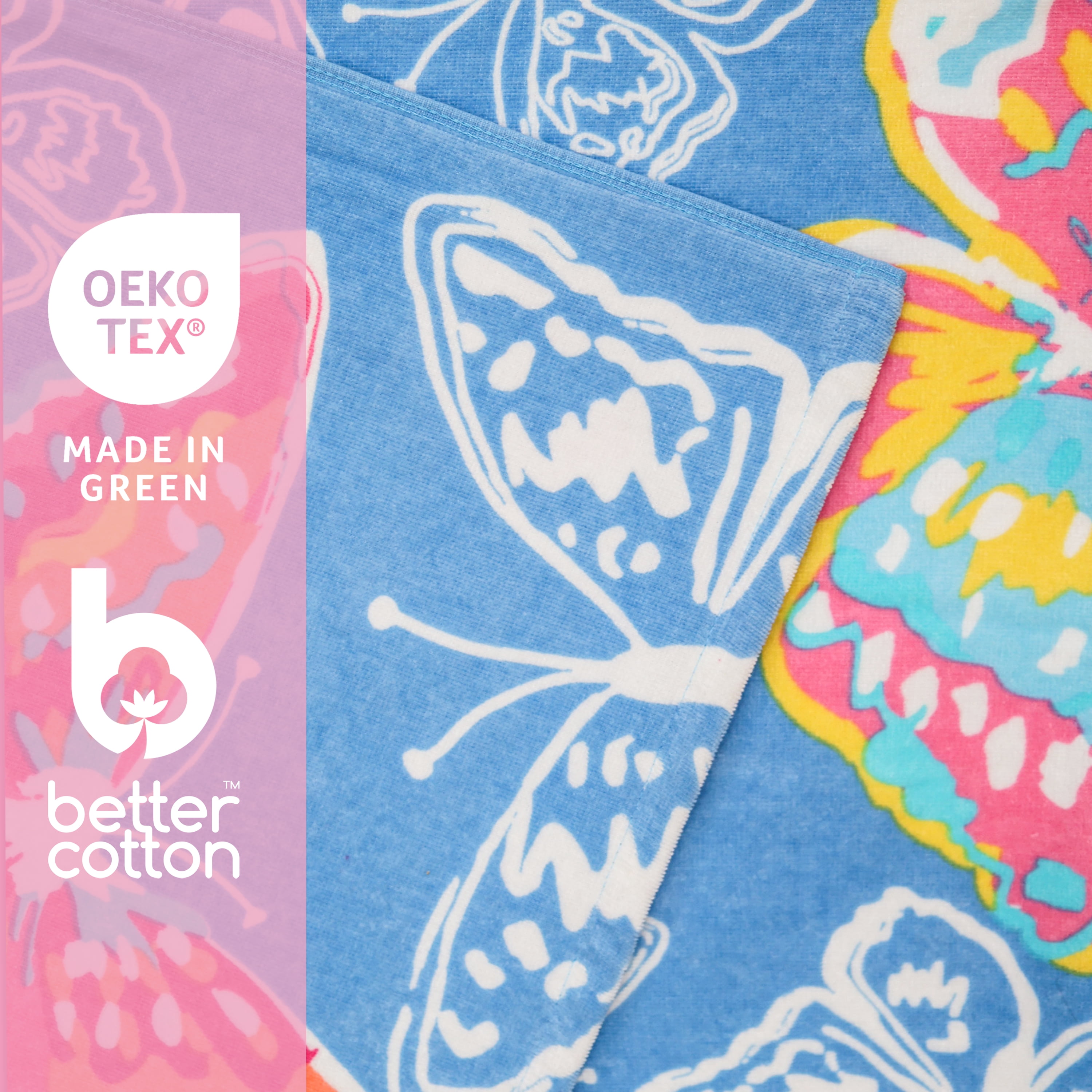 Mainstays Everyday Printed Butterfly Cotton-Blend Velour Beach Towel, 30" X 60"