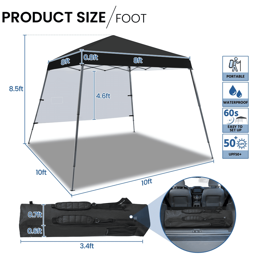 Renwick 10×10 ft Pop-up Canopy Tent w/ Side Panel, Black