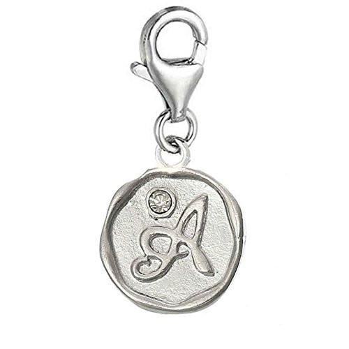 Alphabet A Letter Charm Pendant for European Clip on Charm Jewelry w/ Lobster Clasp