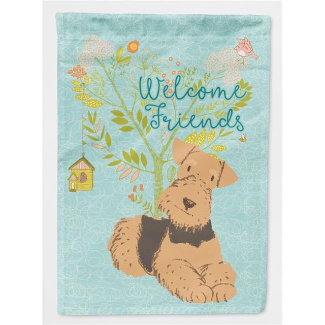 Carolines Treasures BB7625CHF Welcome Friends Airedale Terrier Flag - Canvas House Size