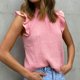 thumbnail image 4 of Fiudx Camisas para Mujer Camisetas Sin Mangas Informales con Cuello Alto y Volantes Lisos para Mujer, 4 of 7