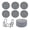 Black White Herringbone, variant on Round Woven Coasters, 4.61in Black White Herringbone Heat Resistant Table Mats, Non-Slip Polyester Drink Pads with Holder Set of 6