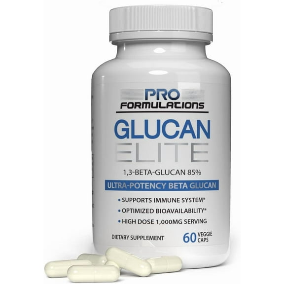 Pro Formulations Glucan Elite 1-3D Beta Glucan Supplements for Immune Support, 60 Capsules