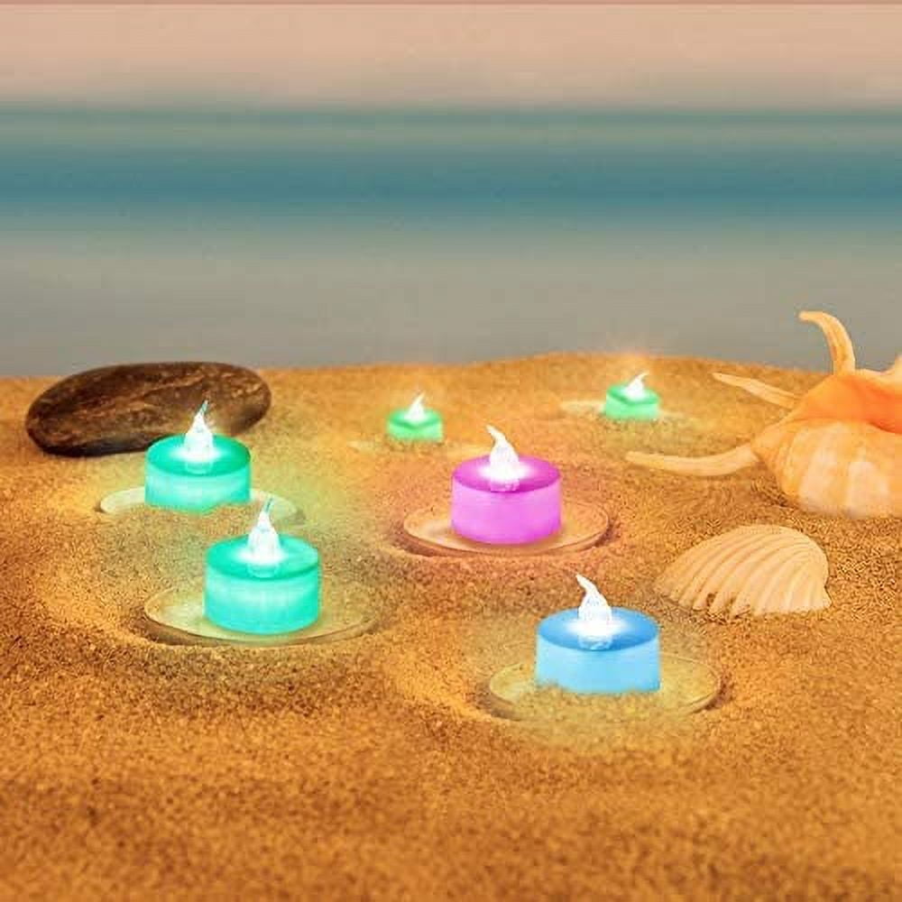 Haitral Candle Lamps Waterproof Candles, 24pcs Battery Operated LED Decorative Flameless Candles Flickering Colorful Light