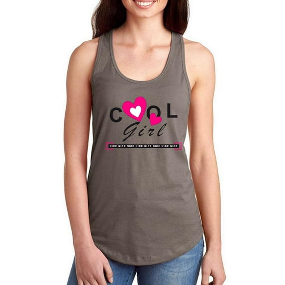Cool Girl Nice Heart Banner Racerback Tank Women -Image by Shutterstock, Female Large