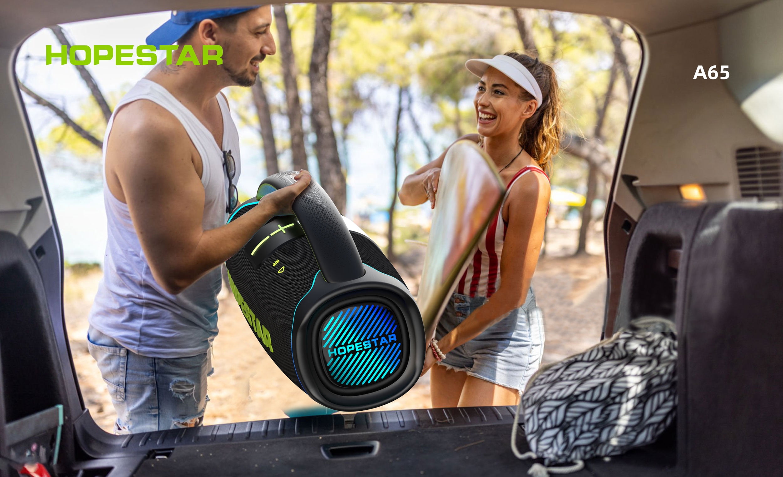 300W Wireless Bluetooth Speaker with Handle Microphone, Immersive Sound, Portable TWS Big Bass, Gray