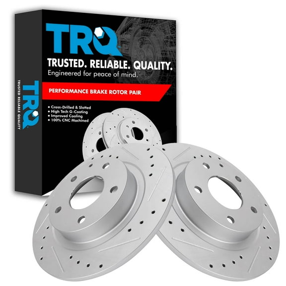 TRQ Rear Performance Brake Rotors Set Premium G-Coated Fits Select 2014-2021 Mazda 6