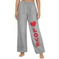 thumbnail image 4 of biudgviw Women's Fuzzy Pajama Pants Fleece Warm Heart Print Sleep Pants Lightweight Comfy Wide Leg Lounge Pants with Pockets, 4 of 5