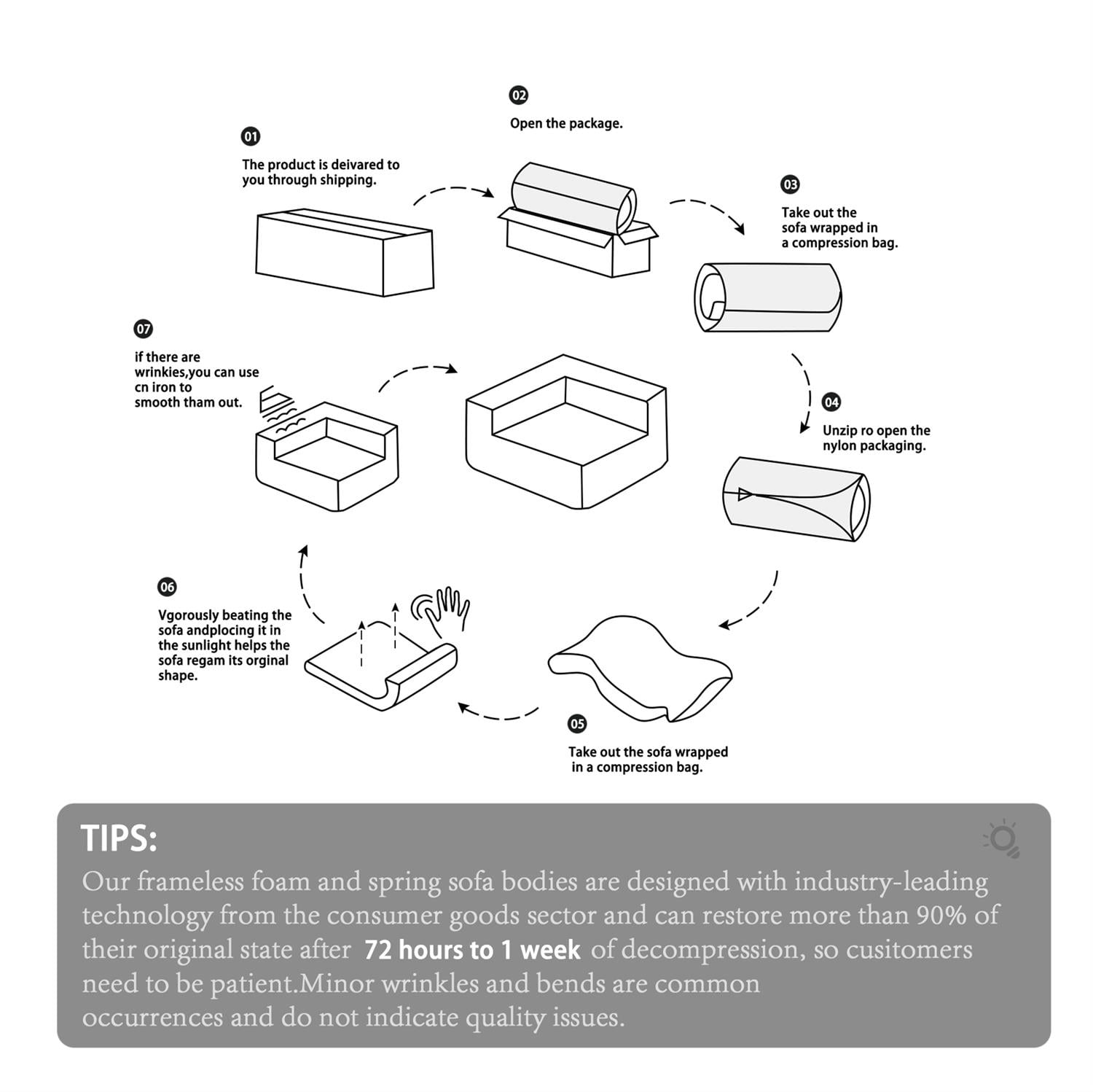 Demi Bonn 108" Modular L Shaped Sectional Sofa, Wide Deep Seat Convertible Linen Couch Set for Living Room & Office, No Assembly, White