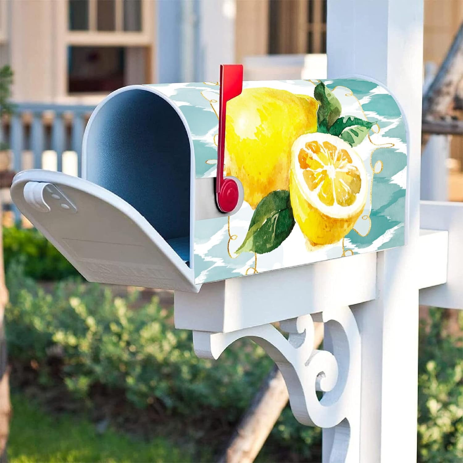 Yellow Lemon Decoration Mailbox Cover with Magnetic Strip Spring Summer Mailbox Wraps Post Letter Box Cover Standard Size 21" X 18" for Garden Outdoor Yard Decor
