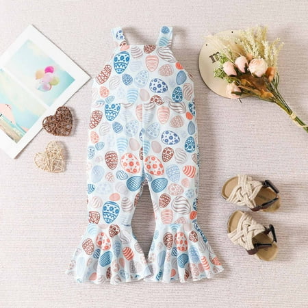 

Simplmasygenix Mothers Day Gifts Baby Romper Easter Toddler Baby Girl Rabbit Print Jumpsuits Cartoon Printing Strap Romper Pants