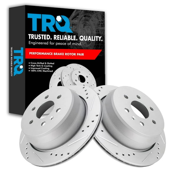 TRQ Rear Performance Brake Rotors Set Vented Premium G-Coated Fits Select 2015-2021 Chevrolet Colorado GMC Canyon