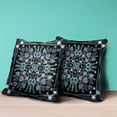 thumbnail image 3 of Paisley Leaf Geo Indoor/Outdoor Pillow in Black Gray Midnight Blue 18x18, 3 of 7