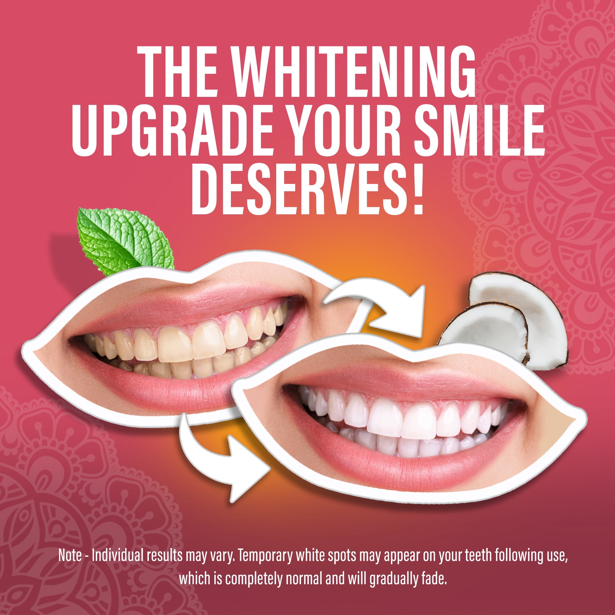 GuruNanda Sensitive Whitening Strips with Coconut Oil - 16 Treatments - Natural Mint Flavor