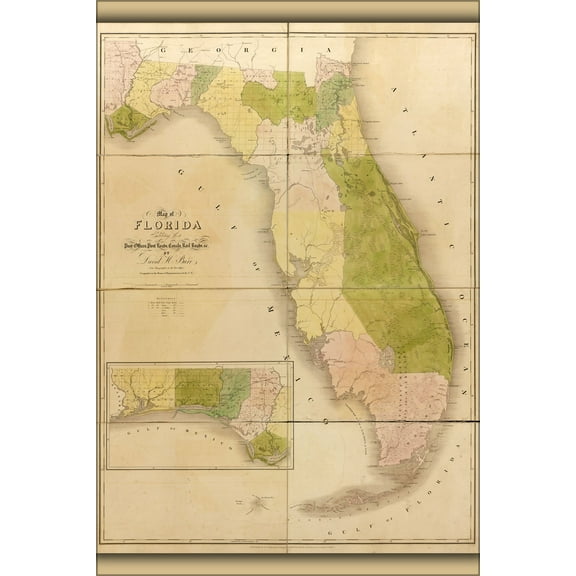 24"x36" Gallery Poster, 1839 map of florida