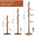 thumbnail image 6 of Wood Coat Rack Freestanding, Coat Stand with 8 Hooks, Kids Coat Tree with 3 height options and Sturdy Base, Rustic Coat Rack Small Hall Tree Brown YD-1008, 6 of 18