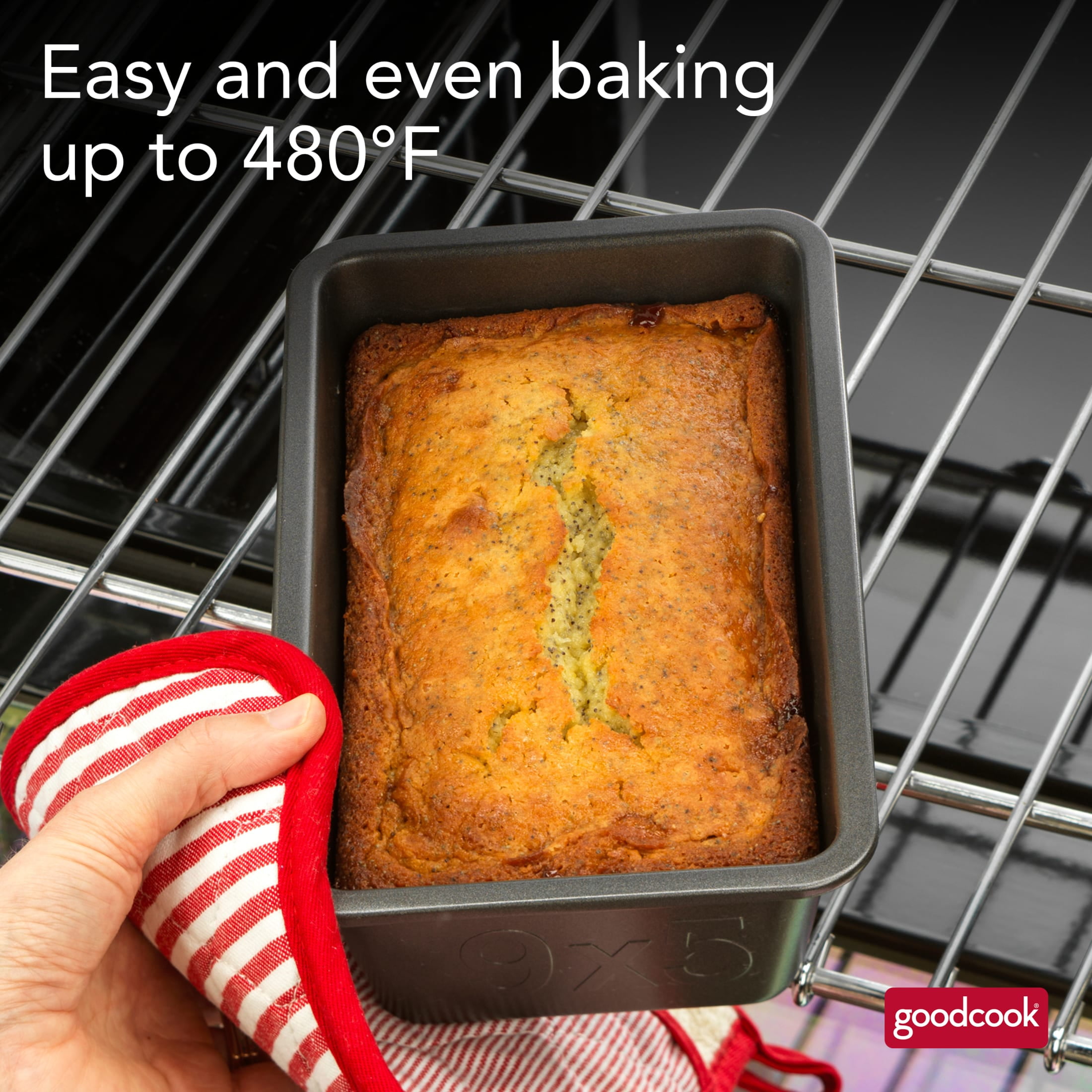 (3 pack) GoodCook PRO Nonstick Steel 9x5 Inch Loaf Pan, Heavy Duty Gray Bakeware
