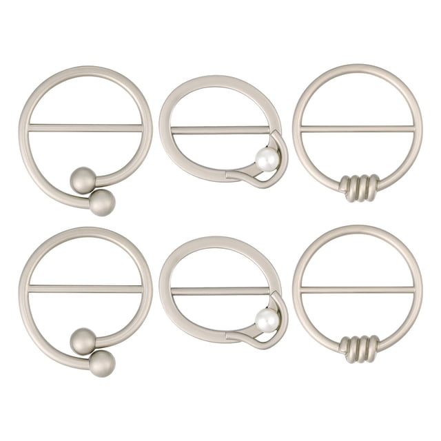BESTOYARD - 6 clips para camisetas, anillos para bufandas, pañuelos, hebillas, anillos para chal, accesorios para ropa