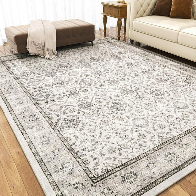 Rugs for Living Room Area Rug Carpet x Vintage Living Room Rugs for Bedrooms Machine Washable Rug for Dining Room Nusery Floral Distressed Grey Rug