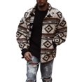 thumbnail image 1 of Chaqueta de solapa con patrón geométrico, camisa de estilo étnico de manga larga con botones, informal, holgada, de otoño, para hombre, patrón geométrico L, 1 of 6