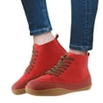 thumbnail image 3 of asddcavvf Ladies Retro Fashion Colorblock Leather Round Toe Lace Up Flat Casual Short Boots, 3 of 7