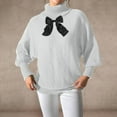 thumbnail image 2 of Tnhcen Women's Bow Tie Turtleneck Sweater Acrylic Knit Top Loose Fit Casual Wear Soft Warm Pullover Elegant Bow Detail S-XL, 2 of 4