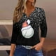 thumbnail image 1 of Fiudx Ofertas y Liquidaciones Camiseta Holgada de Manga 3/4 con Cuello En V y Estampado Navideño Informal a La Moda para Mujer, 1 of 5