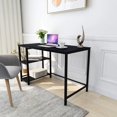 thumbnail image 2 of Writing Computer Desk Simple Study Desk Notebook Table for Home Office Metal Frame Easy Assembly with 2 Storage Shelves ,Black+Black, 2 of 5