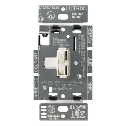 Lutron Toggler 5 amps 600 watts Toggle Dimmer Switch Light Almond