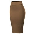 thumbnail image 3 of MixMatchy Women's Waist Band Midi Stretchy Ponte Basic Knee Pencil Skirt, 3 of 3