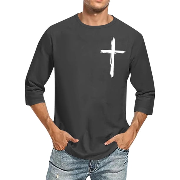 Camisas de Manga Larga para Hombres Imprimir Casual Cuello Redondo Blusa de Manga Corta, Camisas de Lino para Hombres