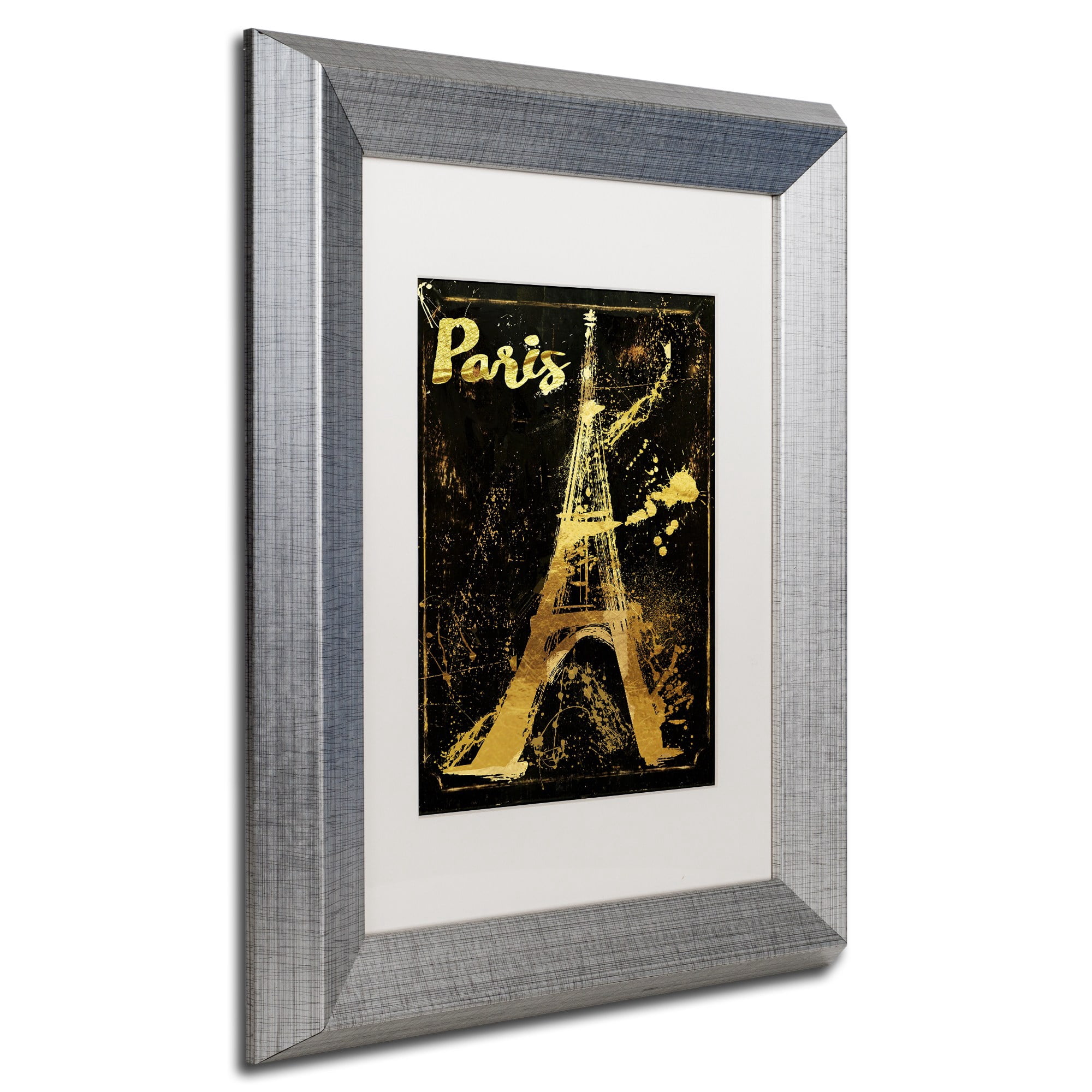 Trademark Fine Art "Gold Eiffel" Canvas Art by Color Bakery, White Matte, Silver Frame