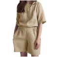 thumbnail image 1 of Moda mujer Casual verano sólido cuello redondo manga corta Top + pantalón corto conjunto Wmkox8yi bvn224, 1 of 9