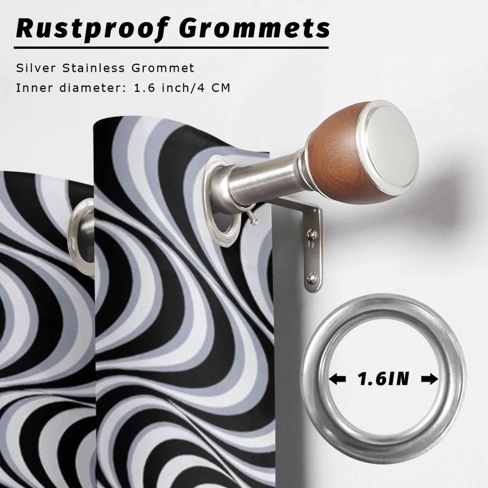 VortexLines Outdoor Curtains for Patio, Modern Abstract Black and White Optical Spiral Dynamic Lines Sunshade Privacy Drapes Grommet Waterproof Outside Curtains for Porch Balcony 54"x108", 1 Panel
