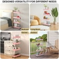 thumbnail image 7 of Slim Storage Cart 4 Tier Slim Cart, Bathroom Rolling Utility Cart Storage Organizer Slide Out Cart, Mobile Shelving Unit Organizer Trolley for Office Bathroom Kitchen Laundry Narrow Places, Pink, 7 of 7