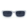 thumbnail image 5 of Womens Narrow Rectangle Mod Luxury Geometric Bevel Cut Arm Sunglasses White - Black, 5 of 8