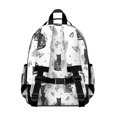 thumbnail image 3 of Black Cat and Butterfly White Pattern Backpack for School, Cute School Bag with Adjustable Shoulder Straps and Padded Back, 15.25"x11.5"x5.25", 3 of 5