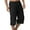 DH04-Black, variant on ADSSDQ Men's Long Linen Shorts Casual Summer Beach Below Knee Length Pocketed 3/4 Drawstring Capri Pant with Pockets Black 2XL