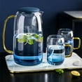 thumbnail image 4 of Marble-Patterned Glass Kettle With A Lid, A 52.79-Ounce/1.5-Liter Water Kettle, Accompanied By 4 Cups Of 10.55 Ounces/0.3 Liters Each. It Is A Transparent Glass Water Kettle, Suitable For Cold Brew, 4 of 9