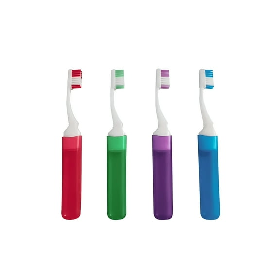 ACDANC 4Pcs Travel Toothbrush,Protective Cap Travel Size Toothbrush,Compact and Foldable Portable Toothbrush,Multicolor