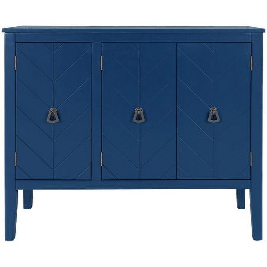 Harper & Bright Designs Wooden Accent Storage Cabinet, Console Table with Adjustable Shelf and 3 Antique Doors, Modern Sideboard Buffet Storage Cabinet for Entryway, Living Room, Bedroom, Navy Blue