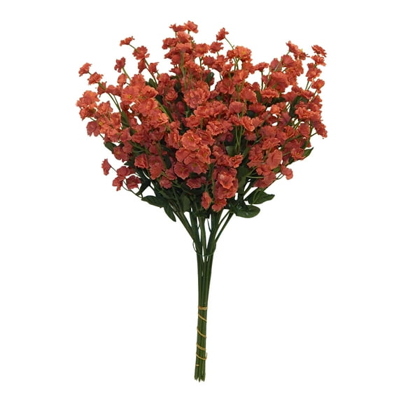 Sunset Orange Baby Breath 18in Artificial Polysilk Faux Fake Flower Gypsophila Stems for Craft Home Garden Bouquet Arrangement Ceremony Wedding Arch Floral Wall Decor (Dark Coral, Set of 2 Dozen)